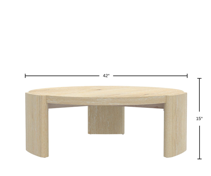 Alpine Furniture Sloane 42" Round Coffee Table, Driftwood
