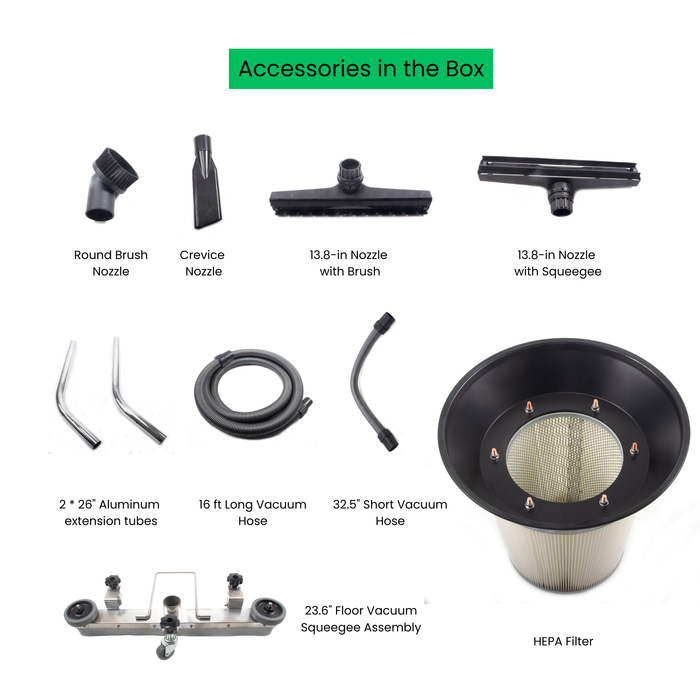 SANITMAX Heavy Duty Industrial Vacuum Cleaner SM100 - 26.4 Gal, 3 Motor HEPA, 212 CFM - Detail View