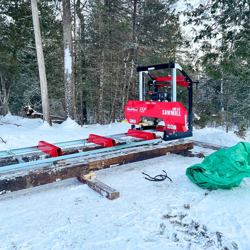 32" Portable Sawmill,  420cc 15HP DUCAR E-Start Gasoline Engine,  29" — angle view