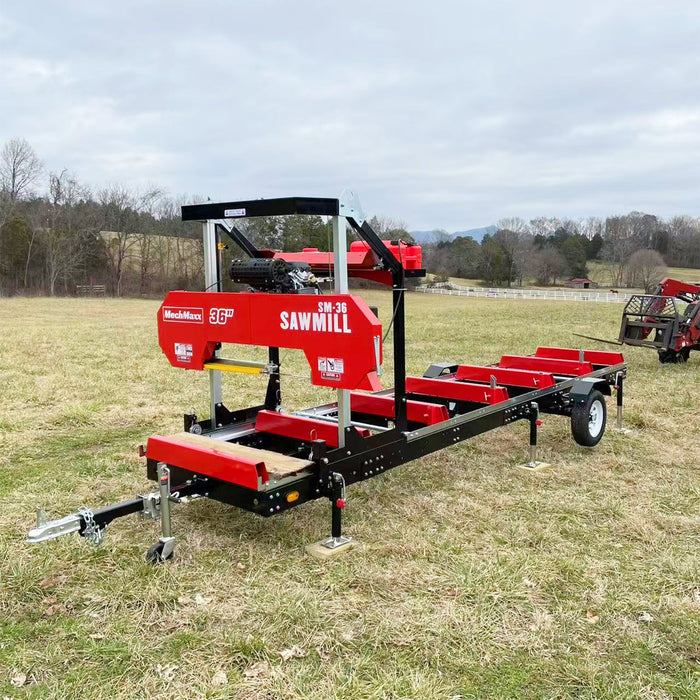 MechMaxx 36" MAX Portable Sawmill,  25HP 688cc HONDA GX690 V-Twin Engine,  35" Board Width,  20' Track Length ( 10 x Blades Included ) SM36HMAX