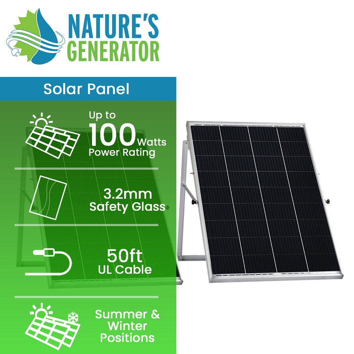 Nature's Generator 200W Rigid Solar Panels w/ cable and connector - Alternate View