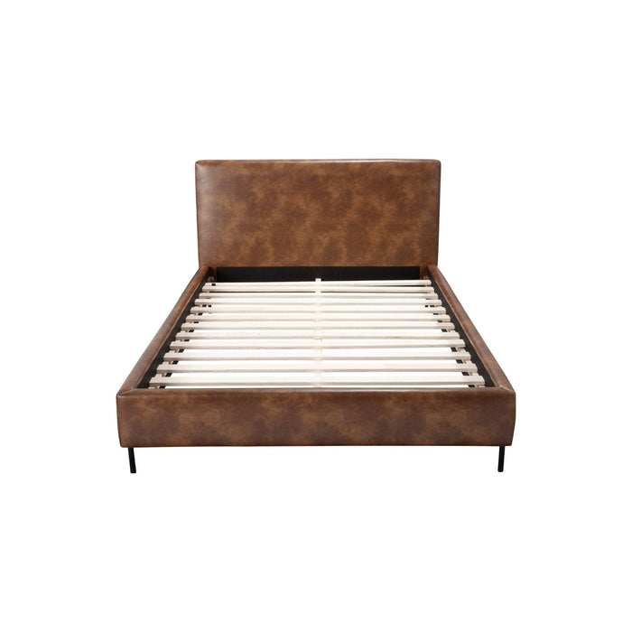 Alpine Furniture Sophia Faux Leather Platform Bed, Brown