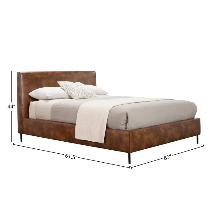 Alpine Furniture Sophia Faux Leather Platform Bed, Brown