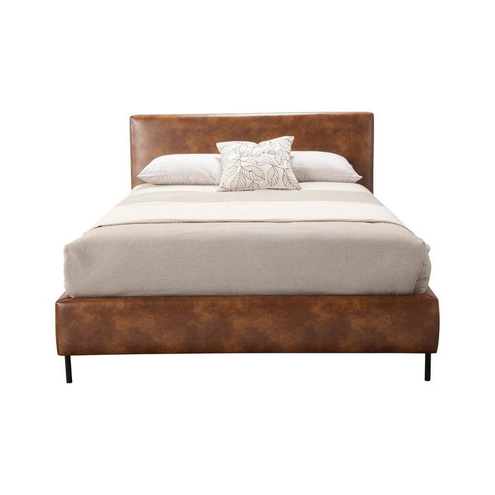 Alpine Furniture Sophia Faux Leather Platform Bed, Brown