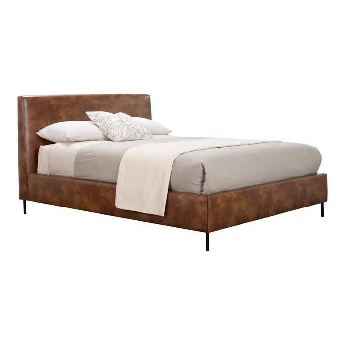 Alpine Furniture Sophia Faux Leather Platform Bed, Brown