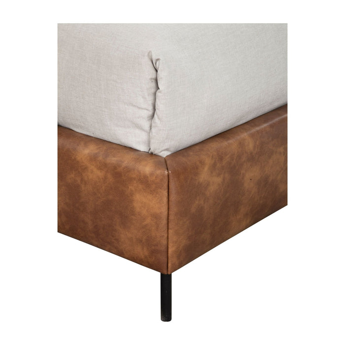 Alpine Furniture Sophia Faux Leather Platform Bed, Brown