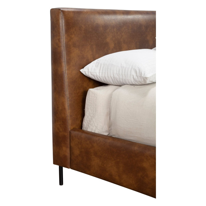 Alpine Furniture Sophia Faux Leather Platform Bed, Brown