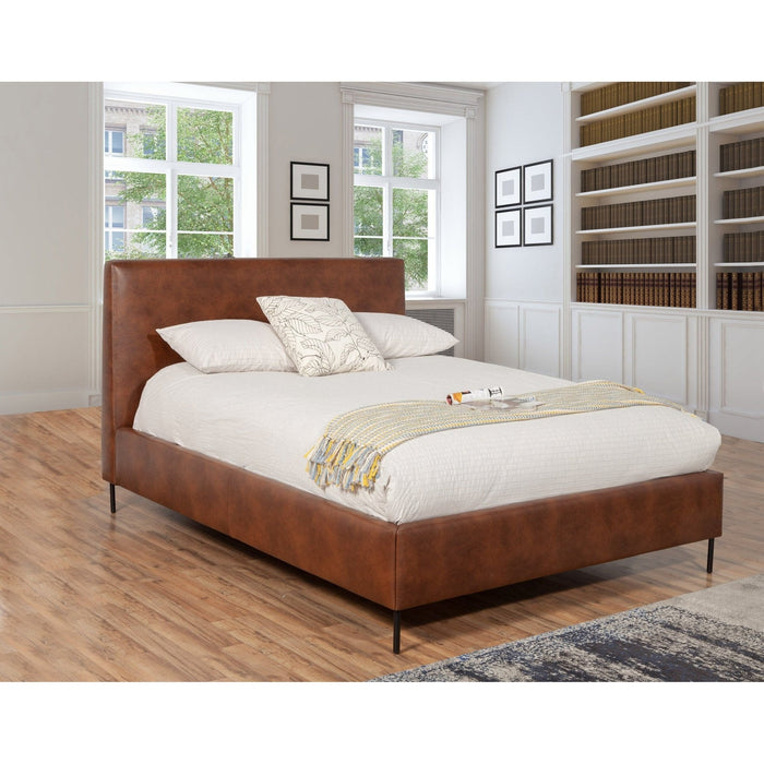 Alpine Furniture Sophia Faux Leather Platform Bed, Brown