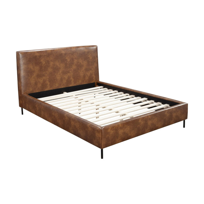Alpine Furniture Sophia Faux Leather Platform Bed, Brown