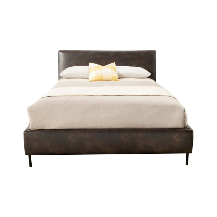Alpine Furniture Sophia Faux Leather Platform Bed, Gray