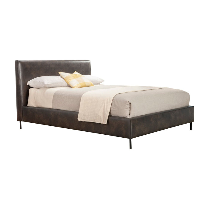 Alpine Furniture Sophia Faux Leather Platform Bed, Gray