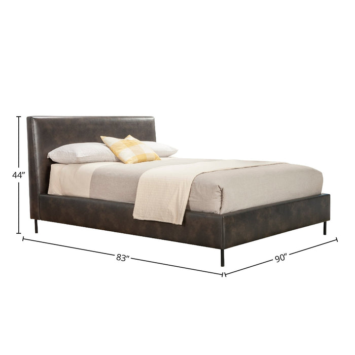 Alpine Furniture Sophia Faux Leather Platform Bed, Gray