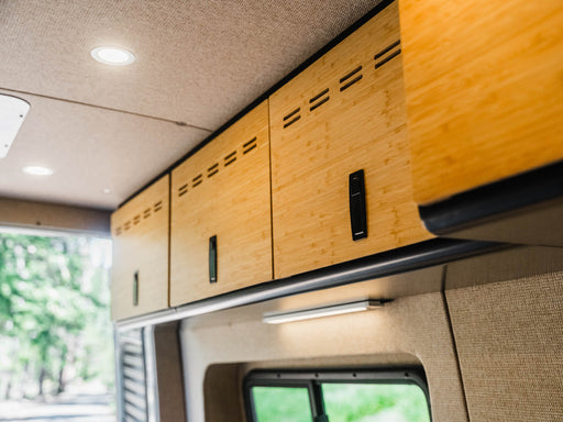 Flatline Van Co. 2007-2026 Mercedes-Benz 20" Shallow Upper Cabinet - Black - Bamboo Door – image 2 of 10