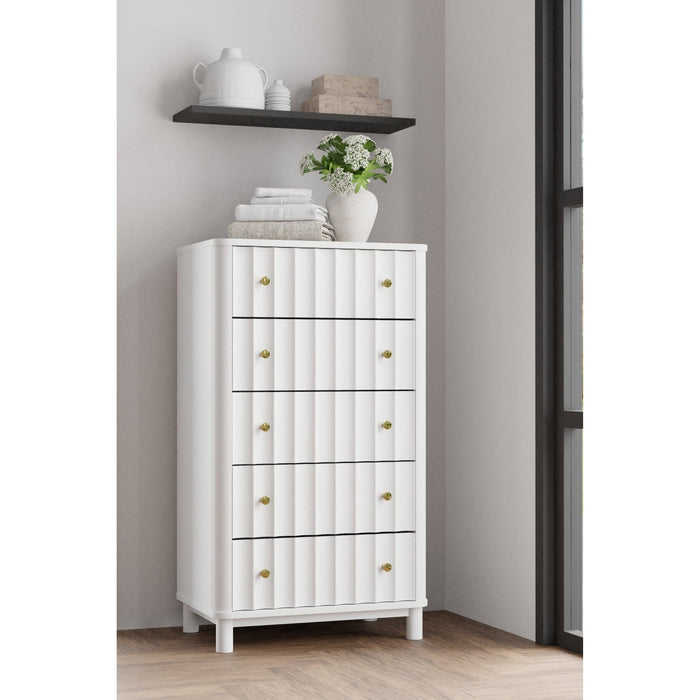 Alpine Furniture Stapleton Five Drawer Chest, White