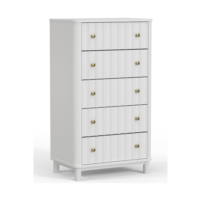 Alpine Furniture Stapleton Five Drawer Chest, White