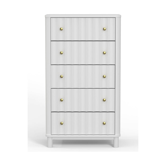 Alpine Furniture Stapleton Five Drawer Chest, White