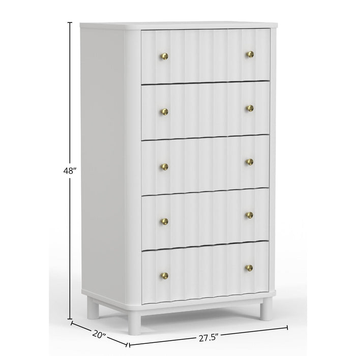 Alpine Furniture Stapleton Five Drawer Chest, White