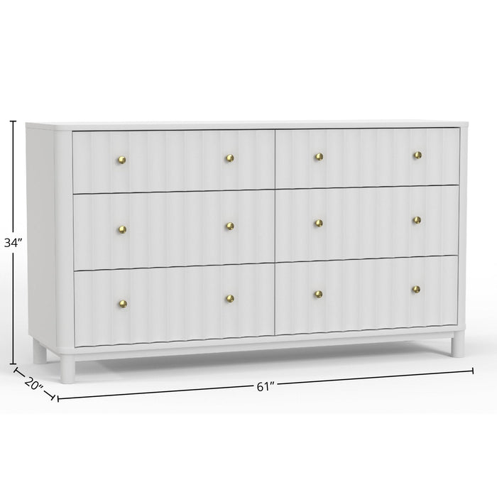 Alpine Furniture Stapleton Six Drawer Dresser, White