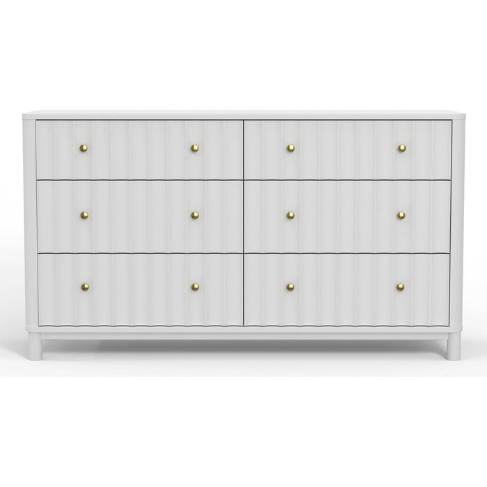 Alpine Furniture Stapleton Six Drawer Dresser, White