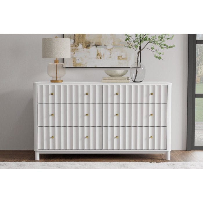 Alpine Furniture Stapleton Six Drawer Dresser, White