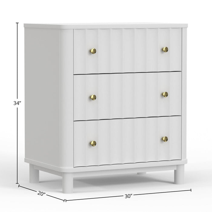 Alpine Furniture Stapleton Three Drawer Small Chest, White