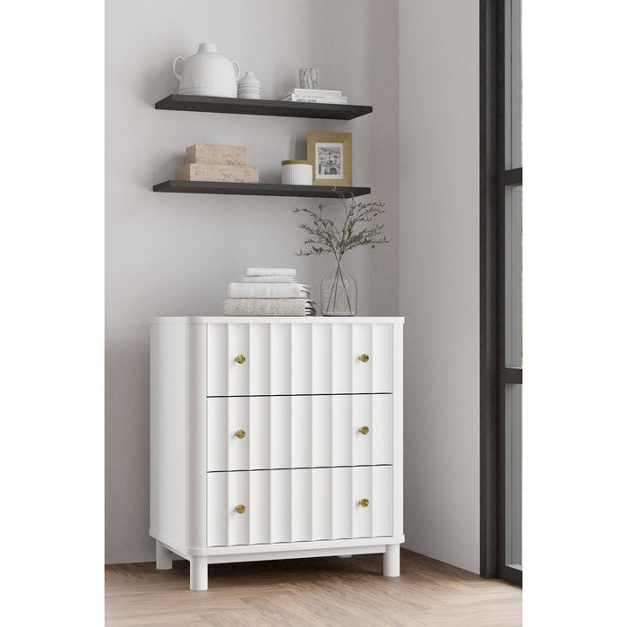 Alpine Furniture Stapleton Three Drawer Small Chest, White