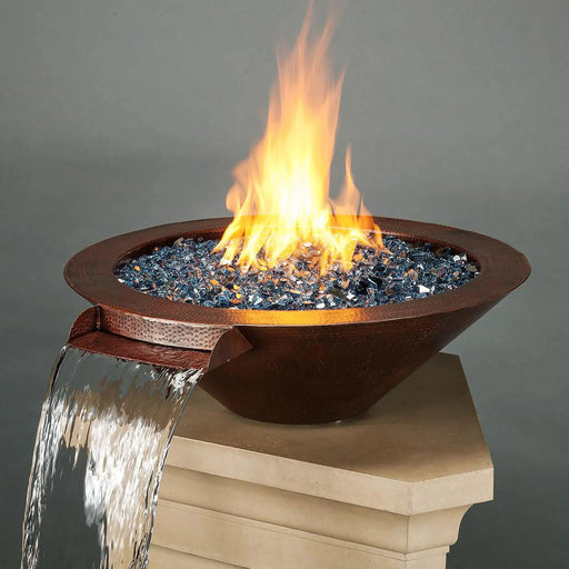 Cono Moreno 31" W Round Copper Fire and Water Bowl - MORENO-CONO-FW-3110 by Starfire Designs Starfire Designs