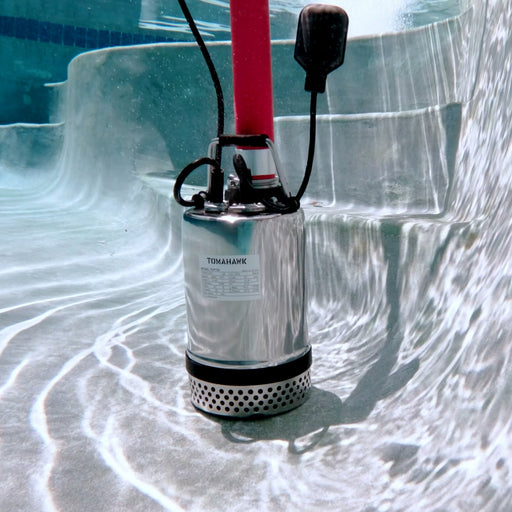 Tomahawk 1 HP Submersible Trash Pump, 73 GPM / 4380 GPH, 750W with Automatic Float Switch... Water Pumps - Side View