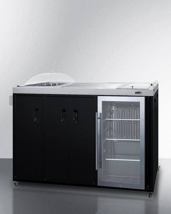 Summit 58" Wide Portable Outdoor Kitchenette / Factory-Installed Lock, Sink and Faucet, Slide-Out Waste Bins, Removable Cutlery Bin, Removable Cutting Board Surface, Right Hinge / CARTOS54LG