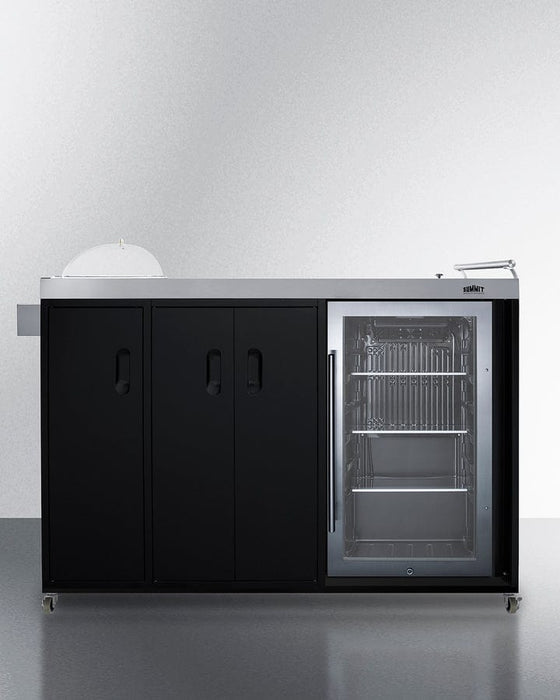 Summit 58" Wide Portable Outdoor Kitchenette / Factory-Installed Lock, Sink and Faucet, Slide-Out Waste Bins, Removable Cutlery Bin, Removable Cutting Board Surface, Right Hinge / CARTOS54LG