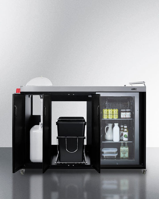 Summit 58" Wide Portable Outdoor Kitchenette / Factory-Installed Lock, Sink and Faucet, Slide-Out Waste Bins, Removable Cutlery Bin, Removable Cutting Board Surface, Right Hinge / CARTOS54LG