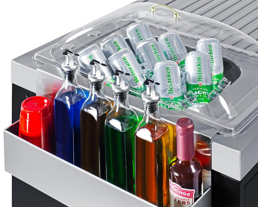 Summit 58" Wide Portable Outdoor Kitchenette / Factory-Installed Lock, Sink and Faucet, Slide-Out Waste Bins, Removable Cutlery Bin, Removable Cutting Board Surface, Right Hinge / CARTOS54LG