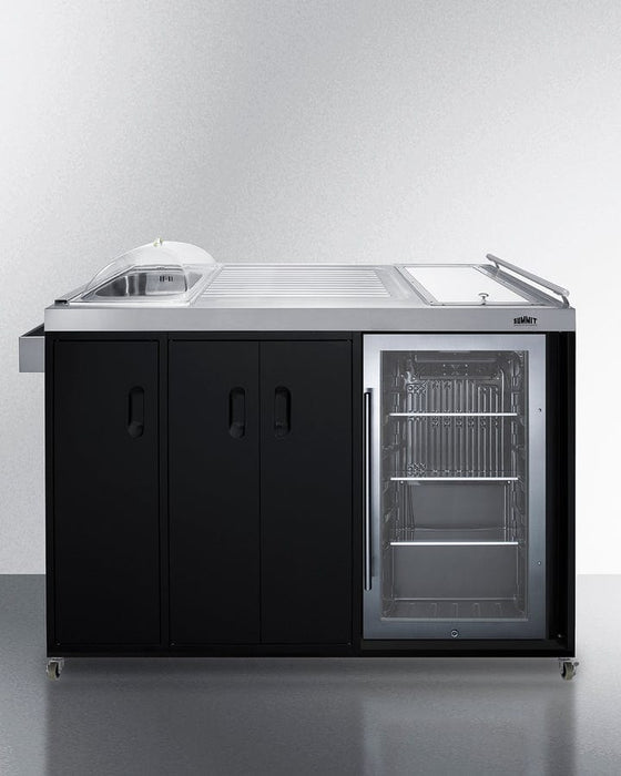 Summit 58" Wide Portable Outdoor Kitchenette / Factory-Installed Lock, Sink and Faucet, Slide-Out Waste Bins, Removable Cutlery Bin, Removable Cutting Board Surface, Right Hinge / CARTOS54LG