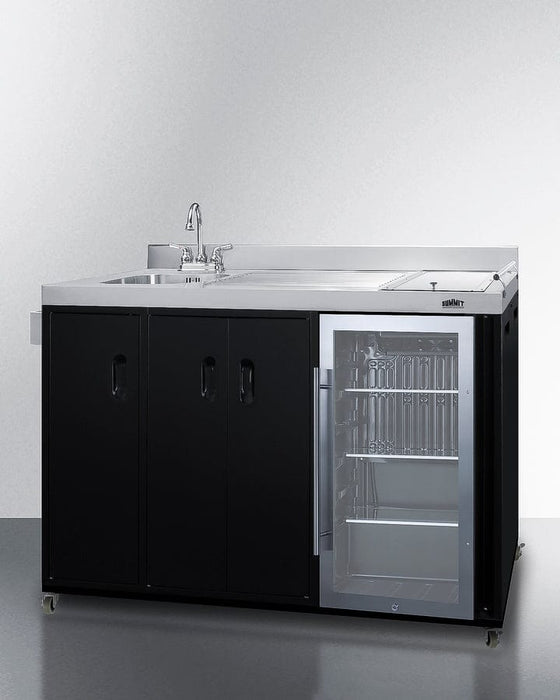 Summit 58" Wide Portable Outdoor Kitchenette / Factory-Installed Lock, Sink and Faucet, Slide-Out Waste Bins, Removable Cutlery Bin, Removable Cutting Board Surface, Right Hinge / CARTOS54LG