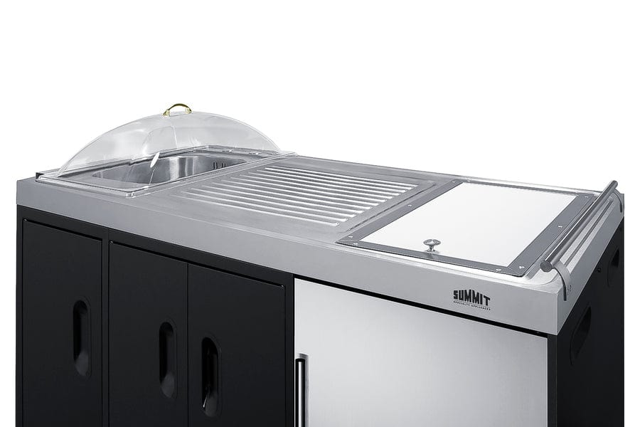 Summit 58" Wide Portable Outdoor Kitchenette / Factory-Installed Lock, Sink and Faucet, Slide-Out Waste Bins, Removable Cutlery Bin, Removable Cutting Board Surface, Right Hinge / CARTOS54LG