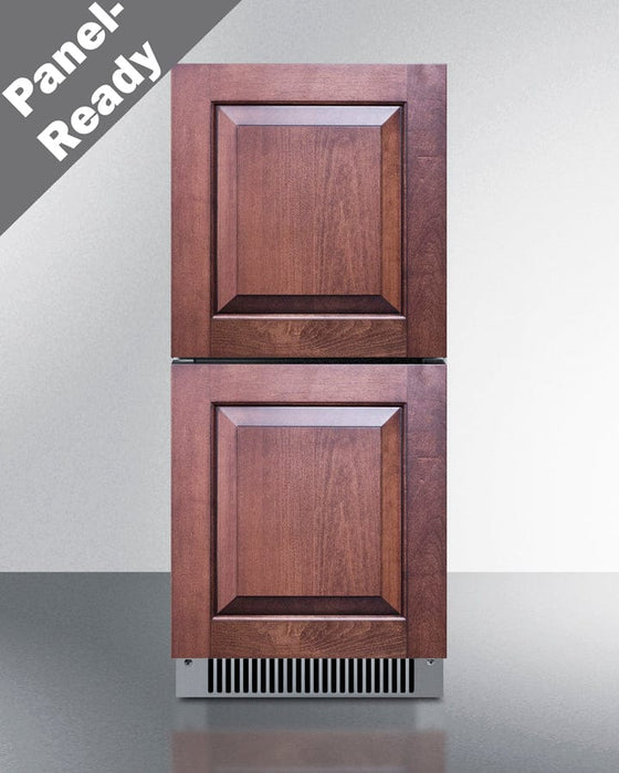 Summit 15" Wide 2-Drawer All-Refrigerator / 2.76 cu.ft. Capacity, ADA Compliant, Panel-Ready Drawer Fronts, Stainless Steel Construction, Adjustable Height, Professional Handles / ADRD15PNR