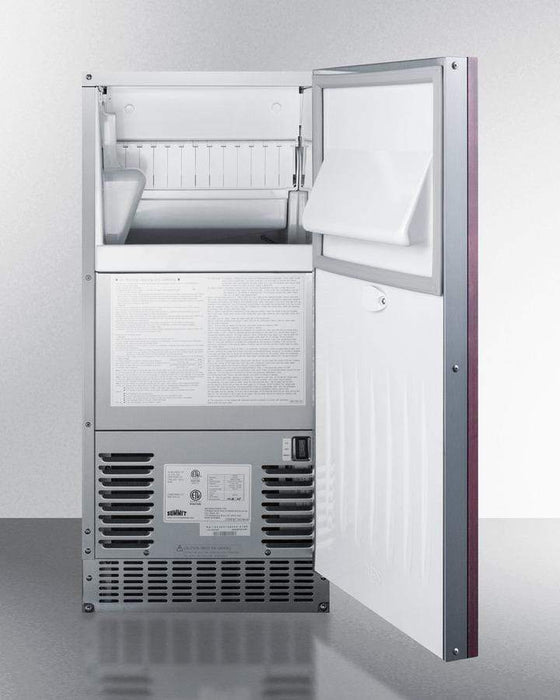 Summit 15" Wide 62 Lb. Built-In Undercounter Commercially Listed Indoor/Outdoor Clear Icemaker... Beverage Cooler - Close-Up