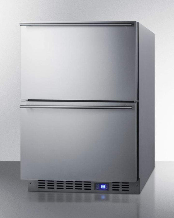 Summit 24" Wide 2-Drawer All-Refrigerator / 4.26 cu.ft. Capacity, Stainless Steel Exterior, Two Drawers, Professional Handles, LED Lighting, Digital Thermostat / SPR627OS2D