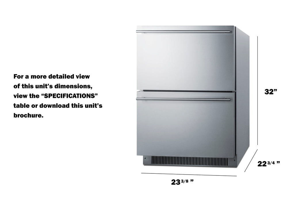 Summit 24" Wide Stainless Steel 2-Drawer All-Freezer, ADA Compliant / ADFD2D24