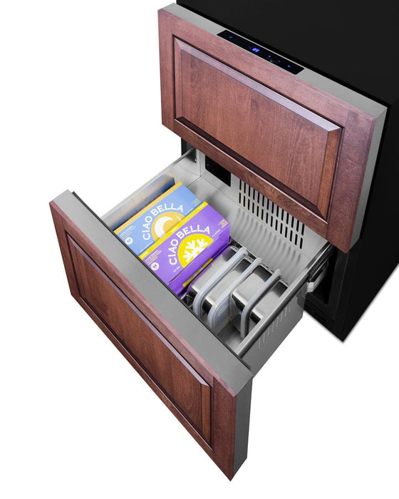 Summit 24" Wide 2-Drawer All-Freezer (Panels Not Included) / 3.7 cu.ft. Capacity, ADA Compliant Design, Stainless Steel Drawers, Professional Handles, Frost-Free Operation, Digital Thermostat / ADFD243PNR