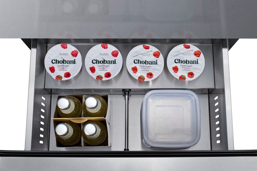 Summit 24" Wide 2-Drawer All-Refrigerator / 3.1 cu.ft. Capacity, ADA Compliant Design, Adjustable Height, Built-In Capable, Stainless Steel Drawers, Panel-Ready Drawer Fronts, Professional Handles, Frost-Free / ASDR2414