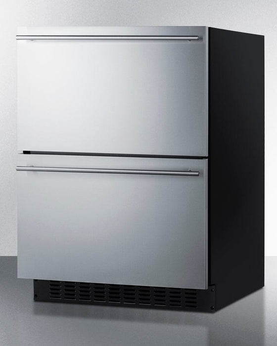Summit 24" Wide 2-Drawer All-Refrigerator / 3.1 cu.ft. Capacity, ADA Compliant Design, Adjustable Height, Built-In Capable, Stainless Steel Drawers, Panel-Ready Drawer Fronts, Professional Handles, Frost-Free / ASDR2414