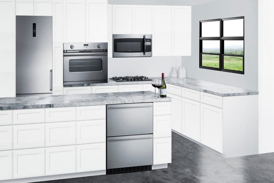 Summit 24" Wide 2-Drawer All-Refrigerator / 3.1 cu.ft. Capacity, ADA Compliant Design, Adjustable Height, Built-In Capable, Stainless Steel Drawers, Panel-Ready Drawer Fronts, Professional Handles, Frost-Free / ASDR2414