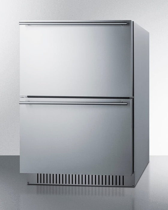 Summit 24" Wide 2-Drawer All-Refrigerator / 3.7 cu.ft. Capacity, ADA Compliant, Panel-Ready Drawer Fronts, Stainless Steel Drawers, Professional Handles, Frost-Free, Digital Thermostat / ADRD241CSS