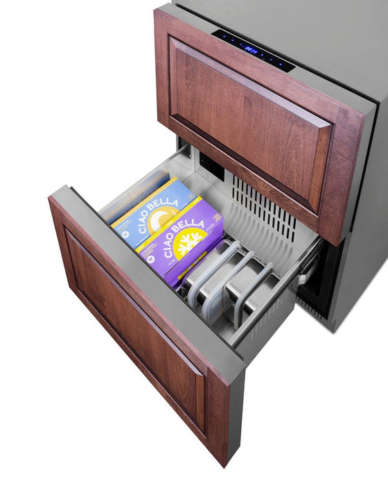 Summit 24" Wide 2-Drawer Refrigerator-Freezer / 3.32 cu.ft. Capacity, ADA Compliant, Stainless Steel Drawers, Panel-Ready Drawer Fronts, Professional Handles, Frost-Free Operation, Digital Thermostat / ADRF244CSS