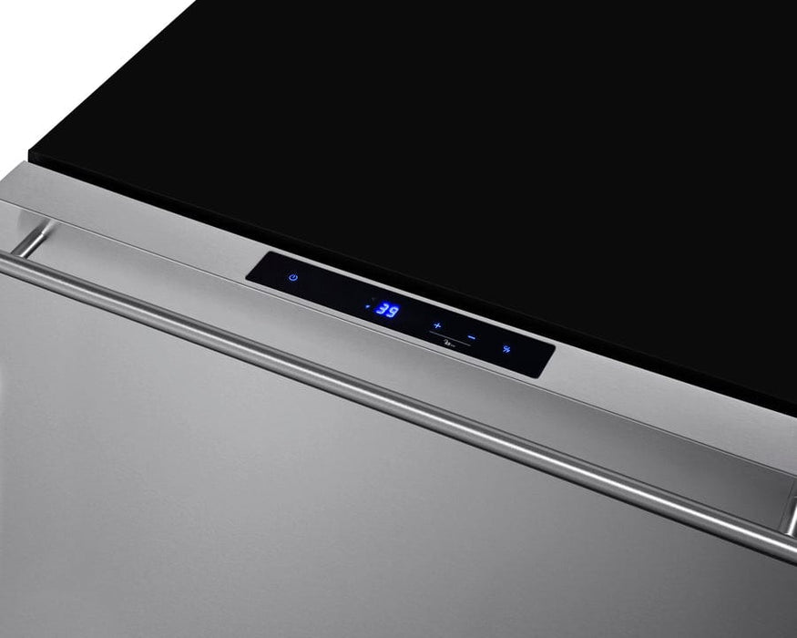 Summit 24" Wide Built-In Outdoor Drawer Refrigerator / 2.0 cu.ft. Capacity, Panel-ready Drawer Front, 304 Grade Stainless Steel Drawer, Digital Thermostat, LED Lighting / SDR241OS
