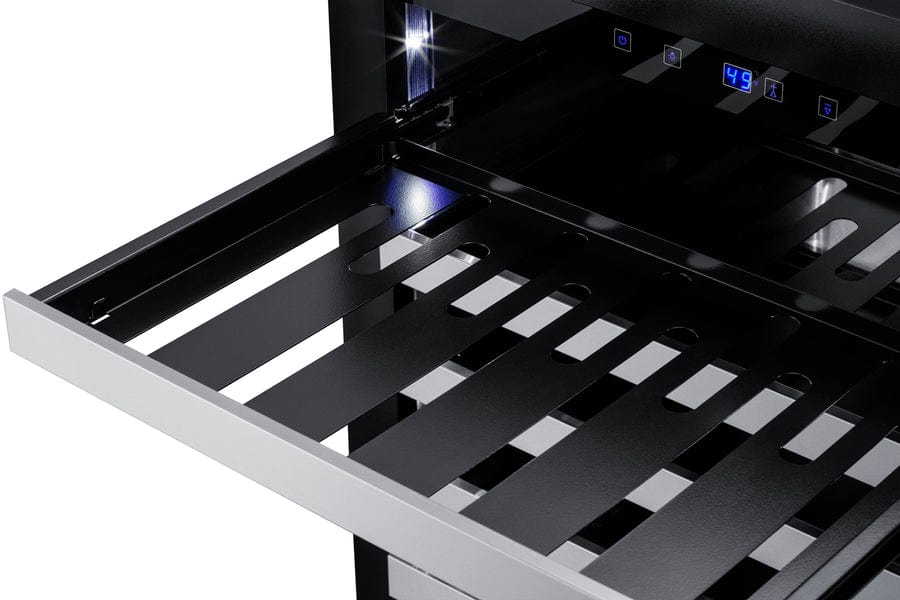 Summit 24" Wide Built-In Wine Cellar / 3.25 cu.ft. Capacity, ADA Compliant Design, Adjustable Height, Stainless Steel Interior, Double Pane Tempered Glass Door, Seamless Stainless Steel Door Trim, Factory Installed Lock / ASDW2412