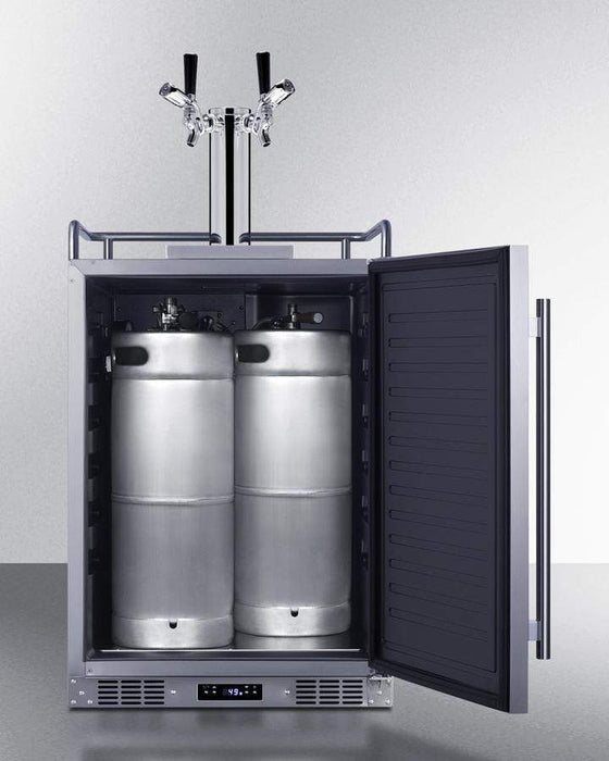 Summit 24" Wide Built-In Outdoor Commercial Beer Kegerator / 5.6 cu.ft. Capacity, Commercial Tap Kit, Dual Tap System, Automatic Defrost, Digital Thermostat, TapLocks Included / BC74OSCOMTWIN