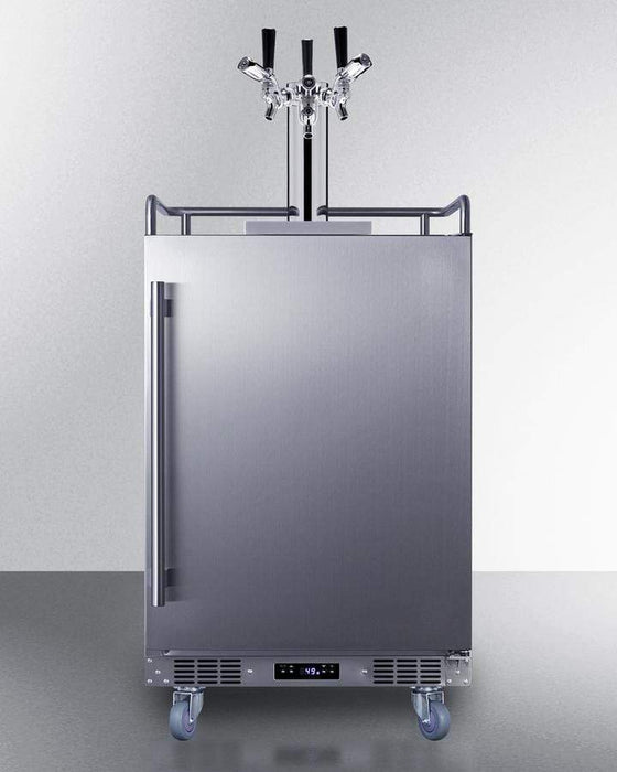 Summit 24" Wide Built-In Outdoor Commercial Beer Kegerator / 5.6 cu.ft. Capacity, Commercial Tap Kit, Triple Tap System, Automatic Defrost, Digital Thermostat, TapLocks Included / BC74OSCOMTRIPLE