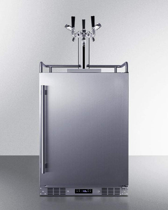 Summit 24" Wide Built-In Outdoor Commercial Beer Kegerator / 5.6 cu.ft. Capacity, Commercial Tap Kit, Triple Tap System, Automatic Defrost, Digital Thermostat, TapLocks Included / BC74OSCOMTRIPLE